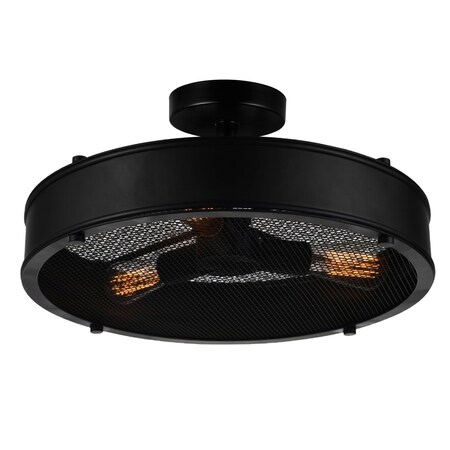 Cwi Lighting Tigris 3 Light Drum Shade Flush Mount With Black Finish 9904C16-3-101